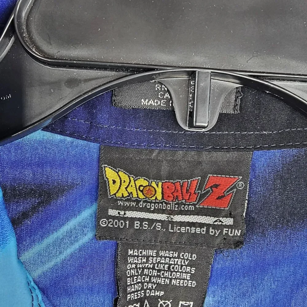 Dragon Ball Z Vintage‎ 2002 Medium Button up Goku Vegeta Jersey Shirt RARE!!